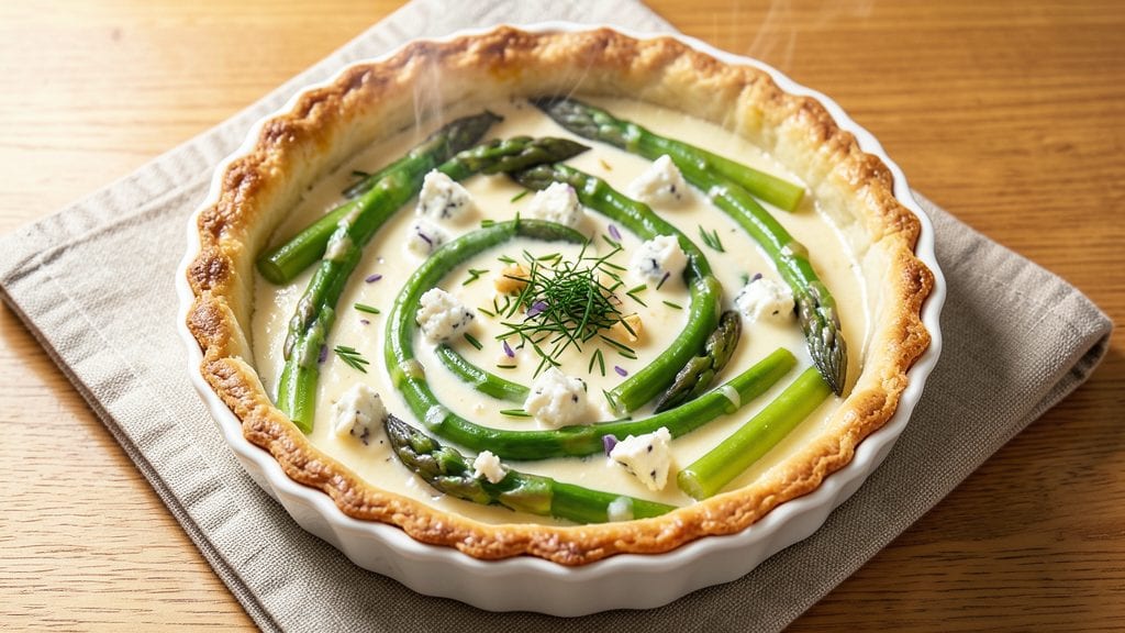Asparagus and Goats Cheese Quiche Recipe: Flaky Crust With Herbed Cream Cheese Bliss