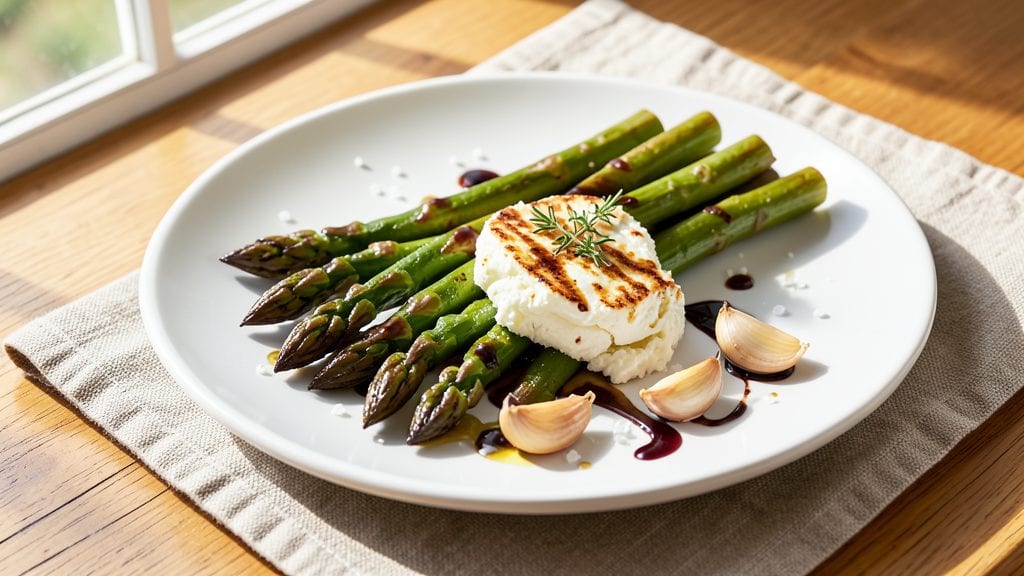 Asparagus With Goat Cheese Recipe: Crispy Roasted Stems and Tangy Melty Topping
