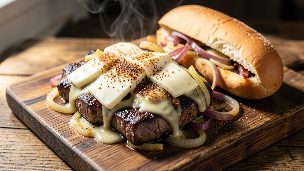 Bobby Flay's Philly Cheese Steak Recipe: Sizzling Steak and Cheese Stacked High