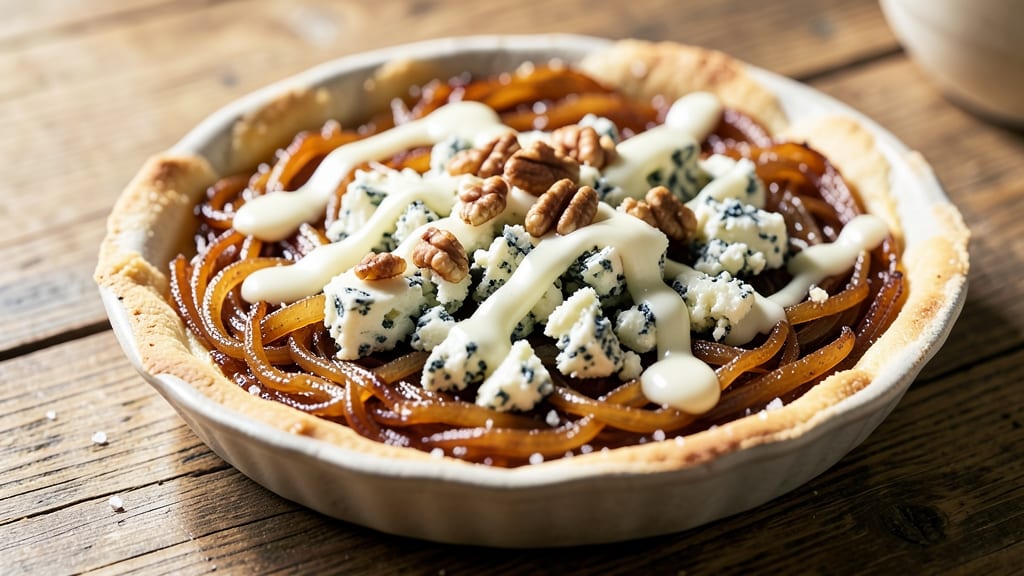 Caramelized Onions and Blue Cheese Tart Recipe: Sweet-Savory Crust With Gooey Cheese Swirls