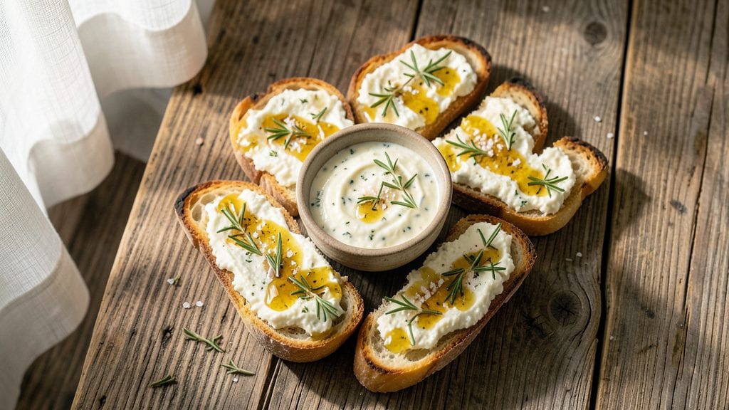 Goat Cheese Crostini Recipe: Toasted Baguette Bites with Herbed Whipped Cheese