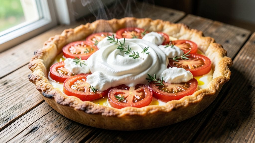 Goats Cheese and Tomato Tart Recipe: Crispy Pastry Crust with Tangy Cream Cheese Filling