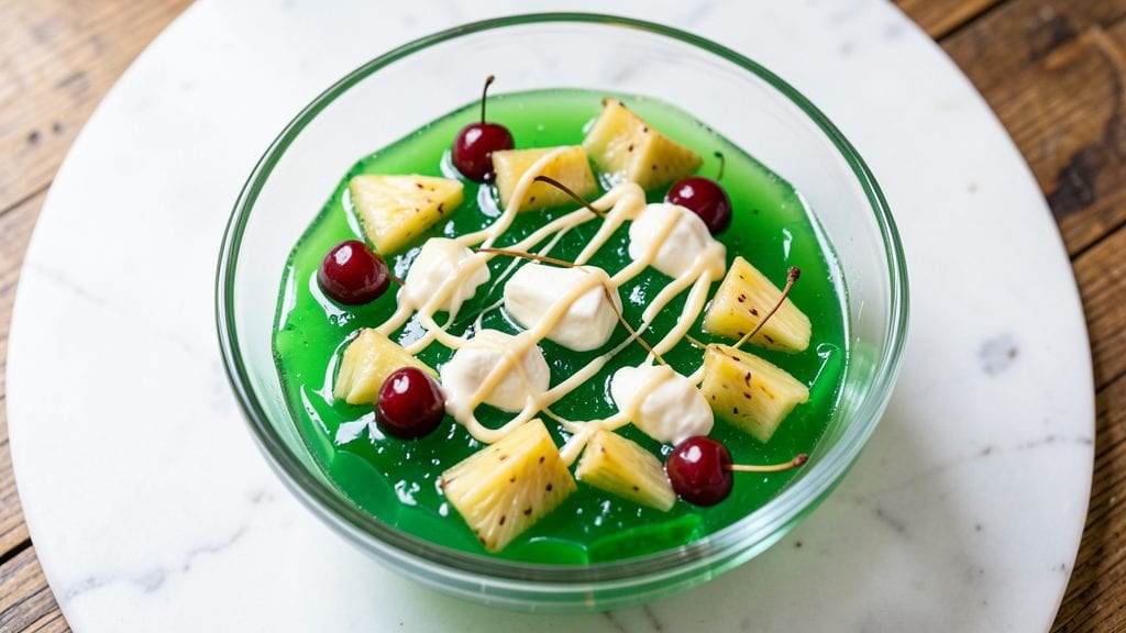 Green Jello Salad With Cream Cheese and Pineapple Recipe: Nostalgic 70s Party Bites in Minutes
