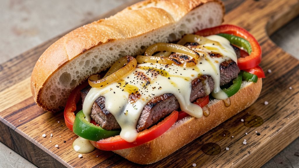 Philadelphia Cheese Steaks Recipe: Crispy Provolone Over Thin-Sliced Beef