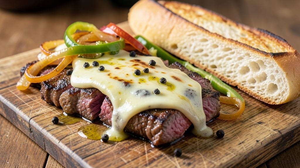 Traditional Philly Cheese Steak Recipe: Thinly Sliced Meat and Melted Cheese on Toasted Hoagies